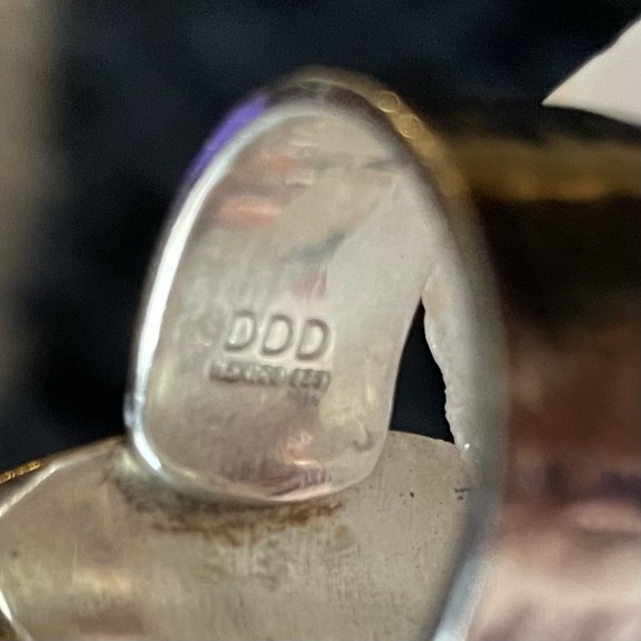 Vintage Sterling Silver Bronzite Hammered Wrap Ring size 8.5 - Picture 7 of 13